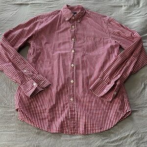 J Crew Factory Red/White Checked Button Down Shirt